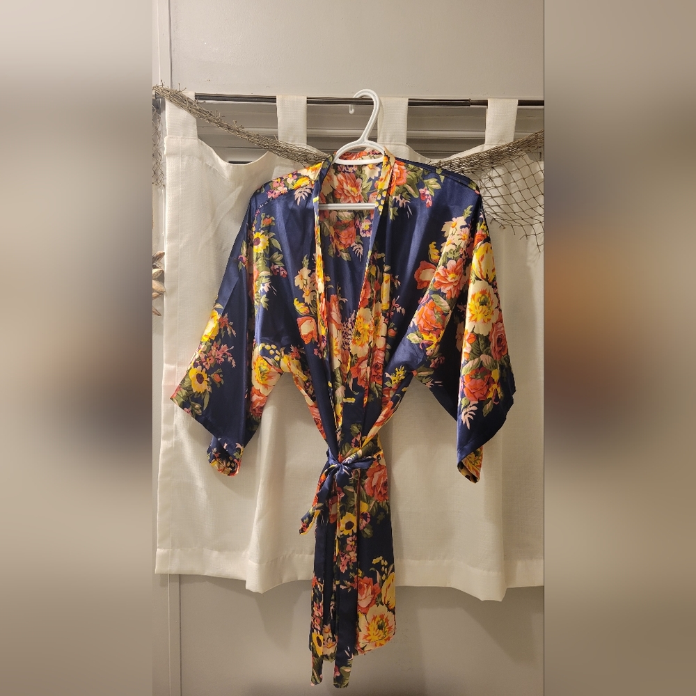 Floral silk robe